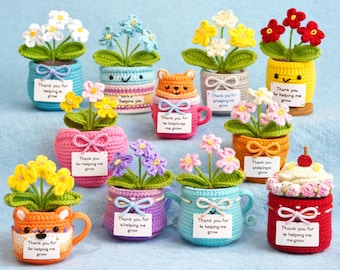 Pot de fleurs au crochet pour le soutien émotionnel PDF | Cadeau Merci de m'avoir aidé à grandir, motif au crochet pour la fête des mères, pot de fleur fait main