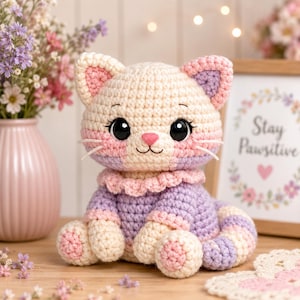 Virkat kattmönster PDF | Amigurumi kattlilja | Babyshowerpresent, söt plyschleksak, bröllopsfestpresent