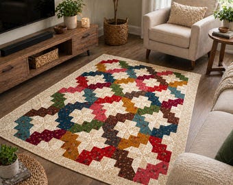 Einfaches Quilt-Muster PDF | Patchwork Quilt Wandbehang | Quilt Decke Muster | Anfänger Quilt Anleitung