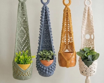 Tassel Free Plant Hanger | Macrame Plant Hanger | Plant Holder | Home Office Decor | PDF Pattern Download