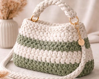 Patrón PDF para bolso de ganchillo grueso / Tutorial de ganchillo para bolso Nokka / Bolso de hombro de hilo de cordón DIY / Guía para bolsos hechos a mano de moda