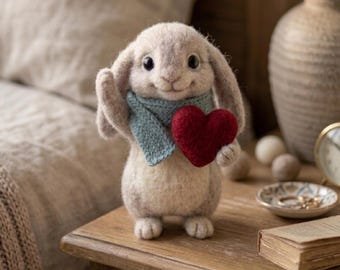 Modello di coniglietto infeltrito ad ago / Coniglio fatto a mano con carota / Download PDF
