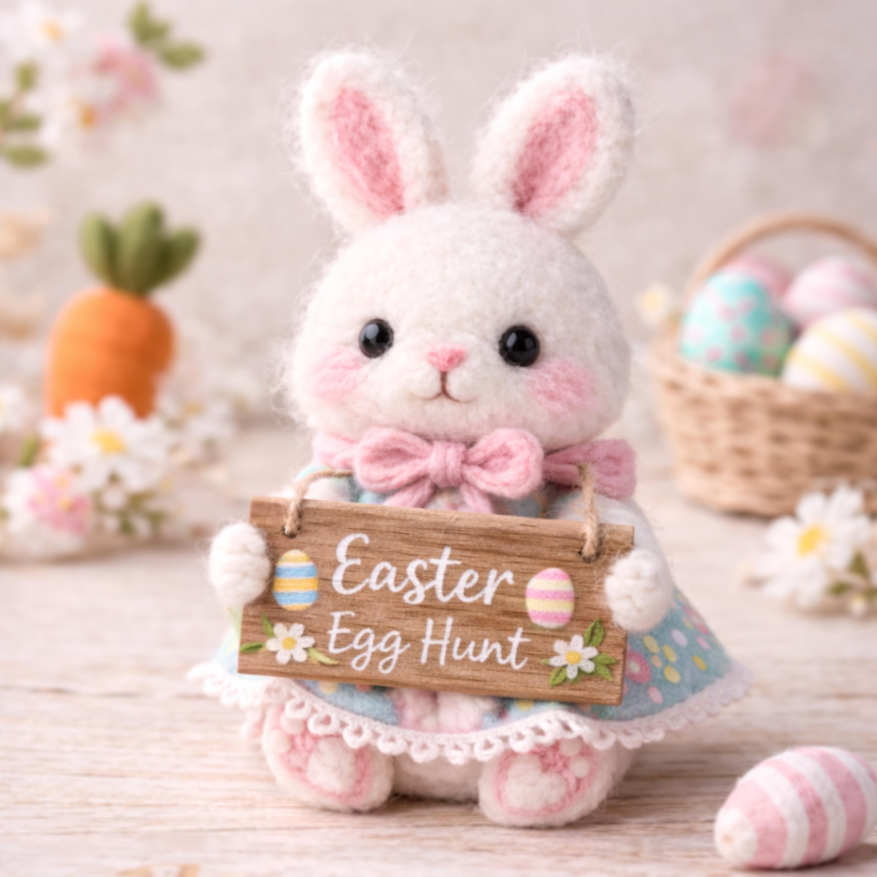 Needle Felted Easter Bunny Pattern | Handmade Bunny Figurine | Spring ...