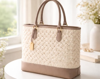 Crochet Tote Bag PDF Pattern | Handmade Shoulder Bag Tutorial | Woven Luna Weave Tote | Beginner Friendly Crochet Bag