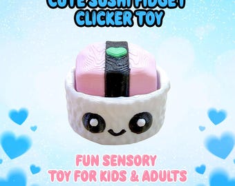 3D Printed Sushi Fidget Clicker Toy – Sensory Stress Relief for Kids Adults