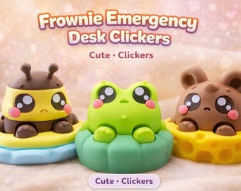 Frownie Emergency Desk Clickers – Bee, Frog, or Mouse – 3D Printed Fidget Toy