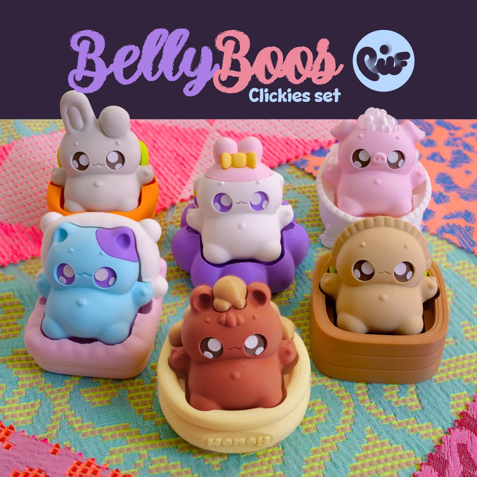 Bellyboos Clicker Fidget Toy – 3D Printed Desk Clicky Character - Etsy