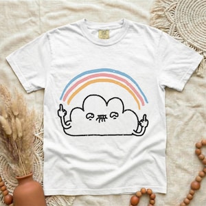 Funny Cloud Rainbow Shirt, Cute Sarcastic Cloud Tee, Retro Rainbow Graphic Shirt, Funny Mood Shirt, Quirky Aesthetic Tee Gift
