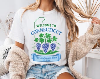 Welcome to Connecticut Shirt, Vintage Connecticut Tee, Constitution State Graphic T Shirt, New England Travel Shirt