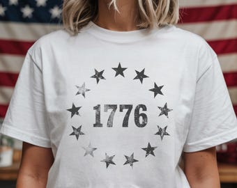 Fourth of July Tee, 1776 Patriotic Shirt, Retro American Flag Sweatshirt, Betsy Ross Stars T-Shirt, USA Freedom Apparel, Independence Day