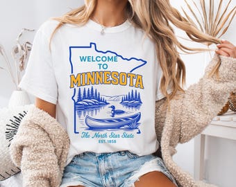 Welcome To Minnesota Shirt, Minnesota Lake Graphic Tee, North Star State T Shirt, Vintage Minnesota Travel Shirt