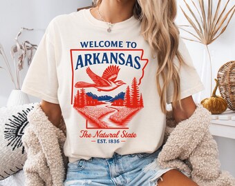 Welcome to Arkansas Shirt, Vintage Arkansas Tee, Natural State Graphic T Shirt, Retro Arkansas Travel Souvenir Tee