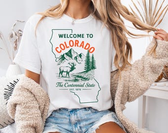 Welcome to Colorado Shirt, Vintage Colorado Tee, Centennial State Graphic T Shirt, Retro Mountain Nature Travel Tee