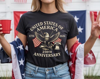 USA 250th Anniversary Shirt, American Eagle Flag Tee 1776 2026, Patriotic Liberty Bell Shirt, Vintage USA 250 Shirt, 4th of July Tee