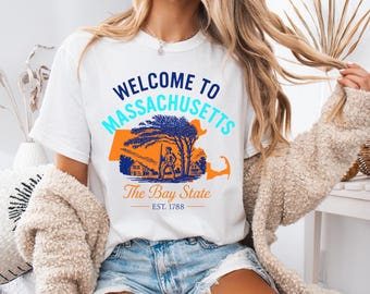 Massachusetts Bay State Shirt, Welcome to Massachusetts Tee, Vintage State Pride T-Shirt, New England Travel Gift, Comfort Colors Shirt