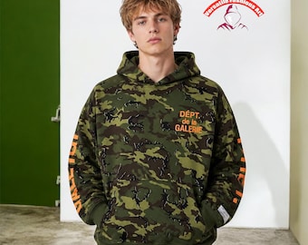 Sudadera con capucha verde inspirada en el ejército, del departamento de galería.