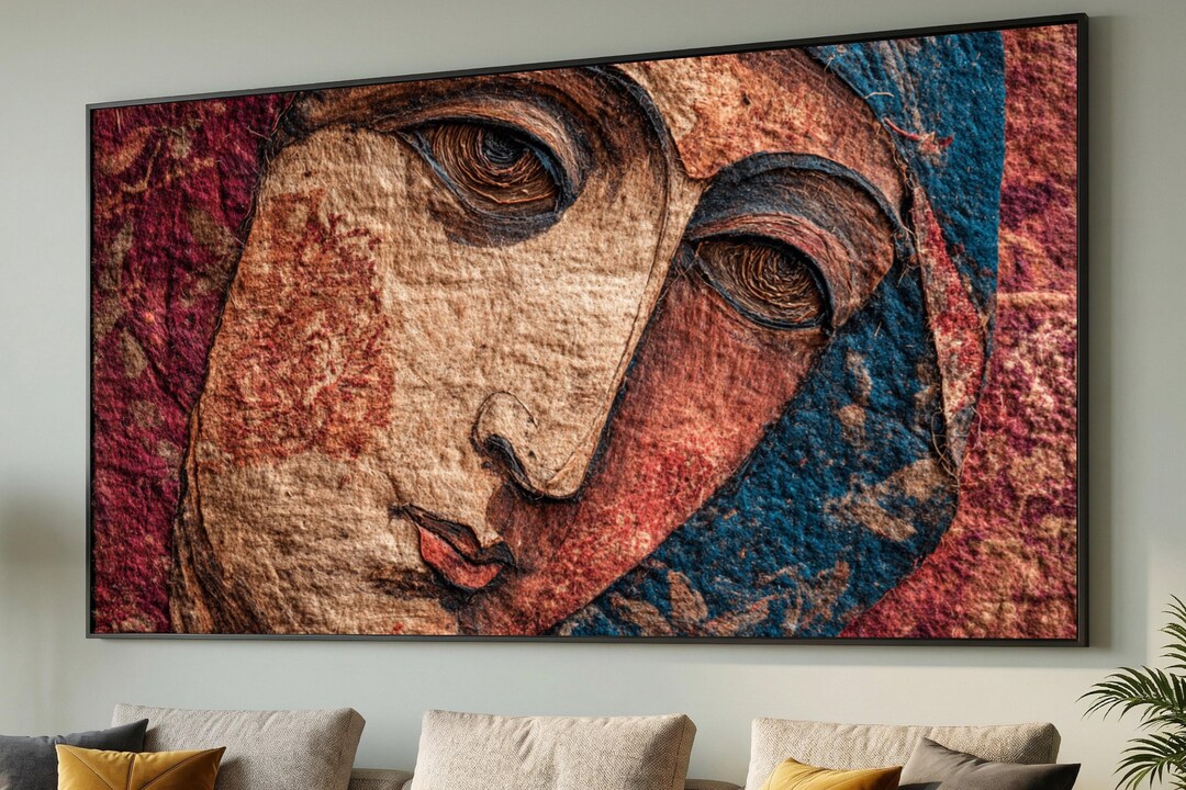 Abstract Vintage Face Canvas, Wall Art, Rustic Portrait Painting ...