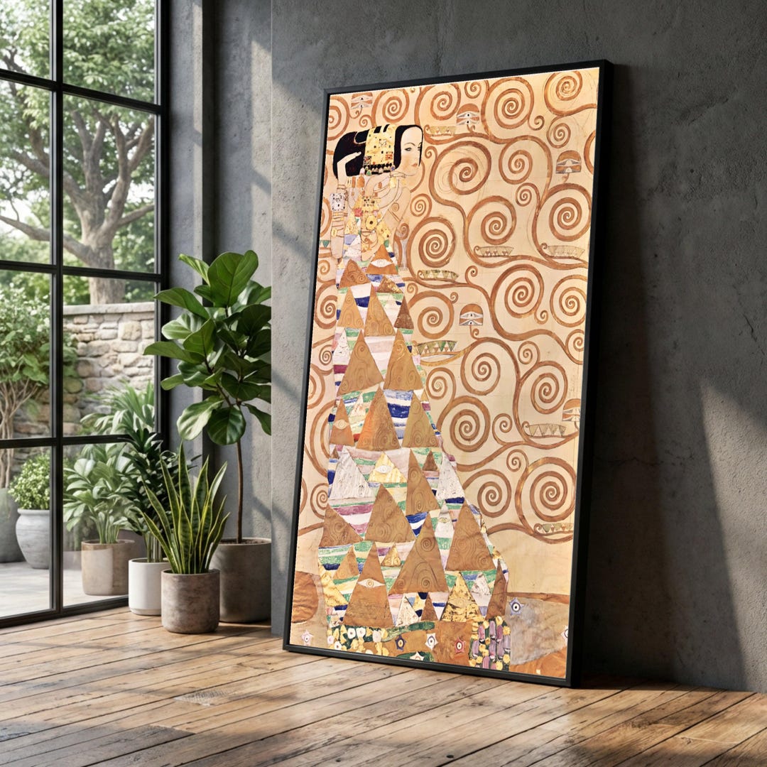 Gustav Klimt Style Woman With Golden Swirls Canvas Wall Art, Abstract ...
