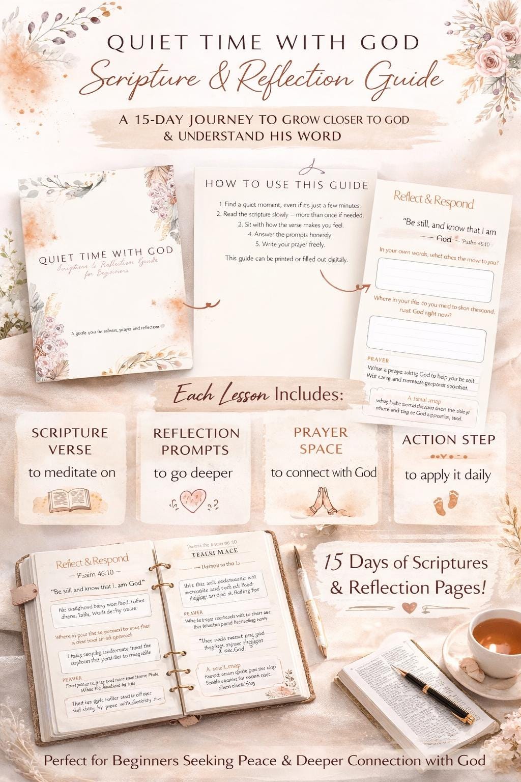 Devotional Reflection Scripture Reflection Workbook Printable Devotional PDF Guided Prayer ...