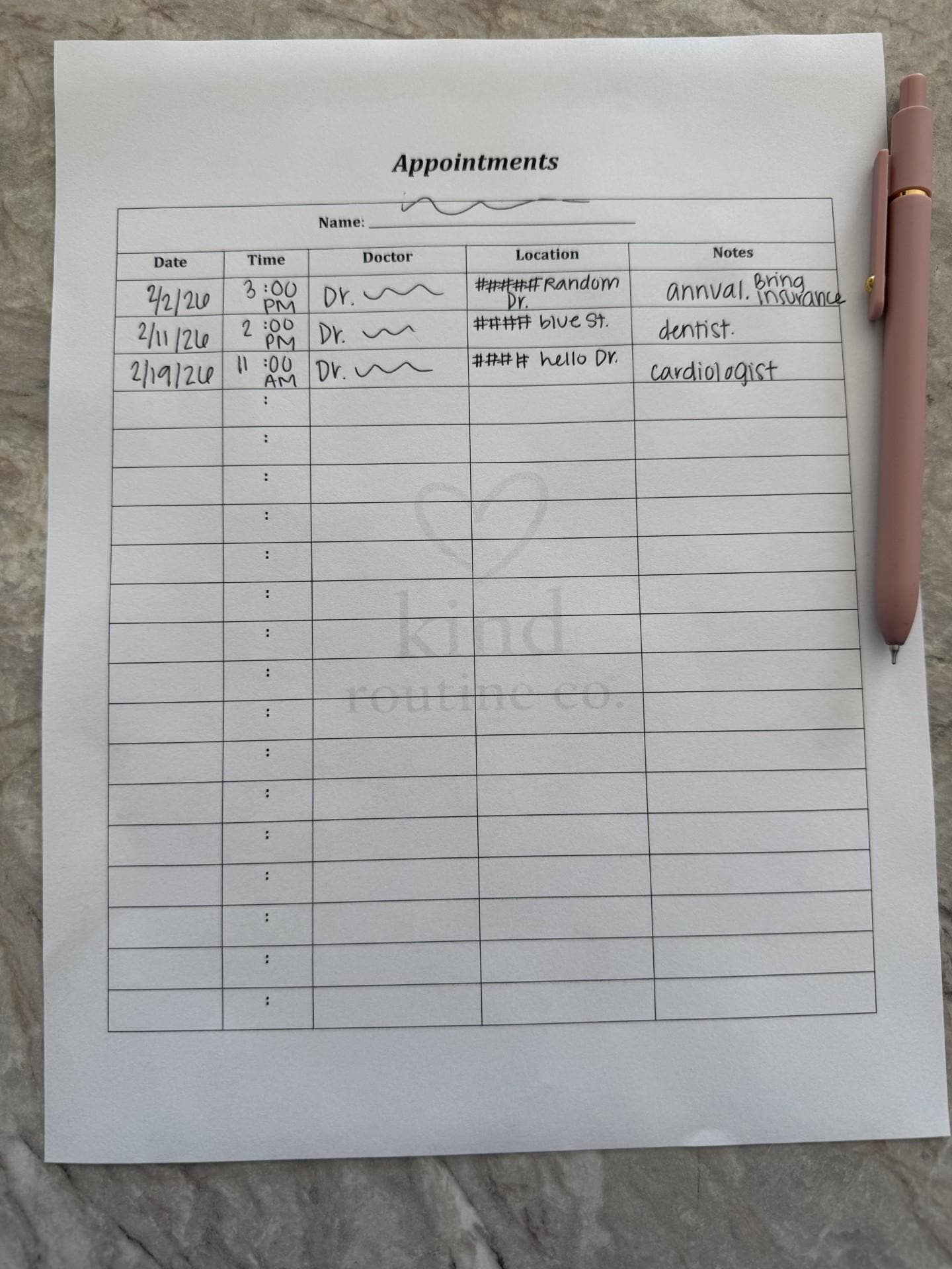 Appointment Tracker Log | Minimalist Medical Visit Planner (digital ...