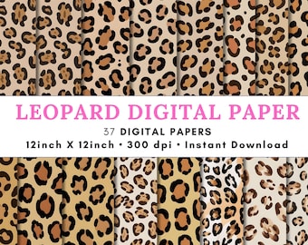 DESCARGA DIGITAL Papel digital con estampado de leopardo, papel para álbumes de recortes, 12x12, estampado de guepardo, fondo con estampado de leopardo