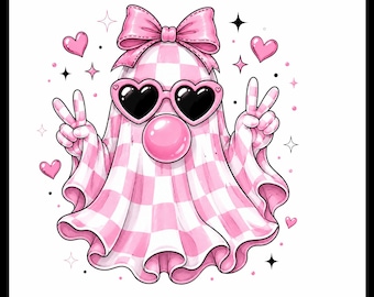 Fantasma glamuroso PNG / Fantasma preppy PNG / Diseño brillante / Diseños de Halloween / Boujee PNG / Estampado de leopardo PNG / Gráfico de fantasma / Gráfico espeluznante