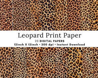 Papel digital con estampado de leopardo, papel para álbumes de recortes, 30 x 30 cm, estampado de guepardo, fondo con estampado de leopardo