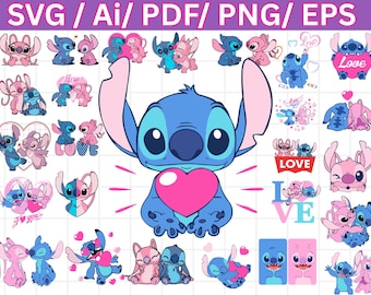 Stitch SVG, paquete de puntadas, puntada PNG, clipart de puntada, Lilo y Stitch SVG, Cricut SVG, silueta SVG, puntada en capas
