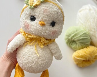 Peluche poussin au crochet, décoration poussin Amigurumi, cadeau de baby shower, décoration de chambre d'enfant en peluche faite main,
