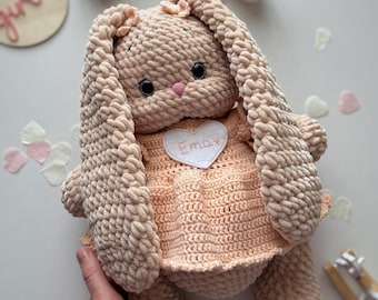 Cadeau bébé peluche lapin brodé personnalisé - Lapin en peluche personnalisé, cadeau de baby shower, premier cadeau de bébé, souvenir de chambre d'enfant