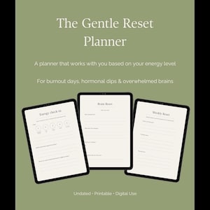 Low Energy Gentle Reset Planner Printable | Burnout Recovery & ADHD Daily Planner | Reset Routine PDF | Energy-Based Productivity System