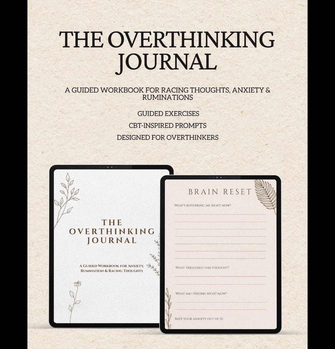 Brain Dump Journal Printable | Overthinking & Anxiety Workbook PDF ...