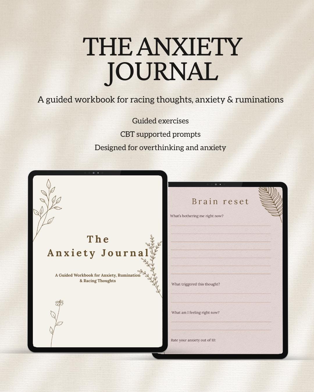 Anxiety Journal Printable | Overthinking & Racing Thoughts Workbook ...
