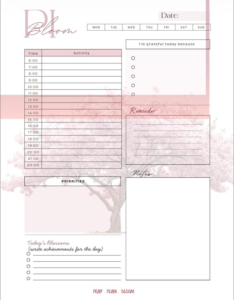 Undated Weekly Planner Printable | Pink Weekly Planner | Full Year ...