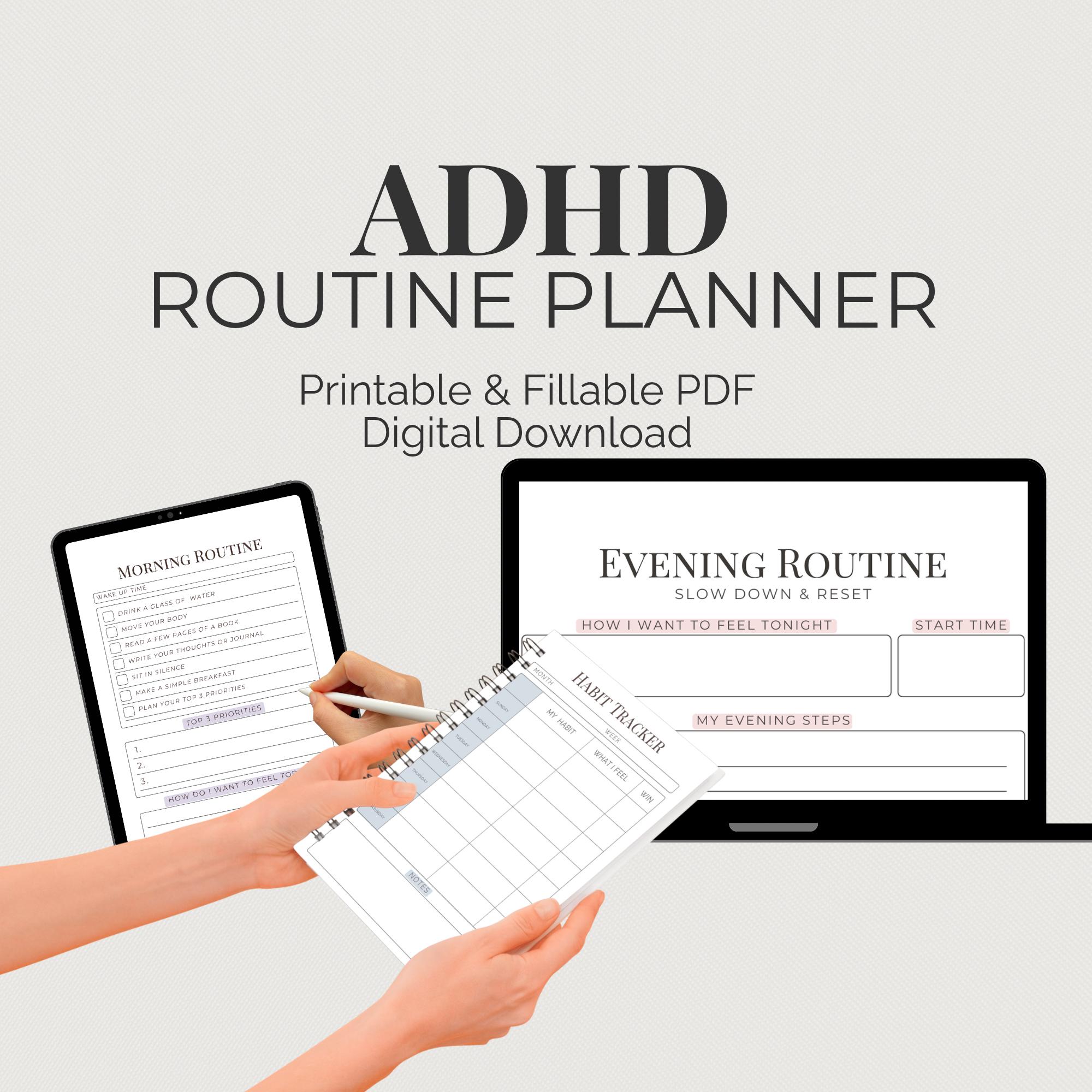 ADHD Routine Planner Bundle Printable PDF, Morning Evening Routine ...