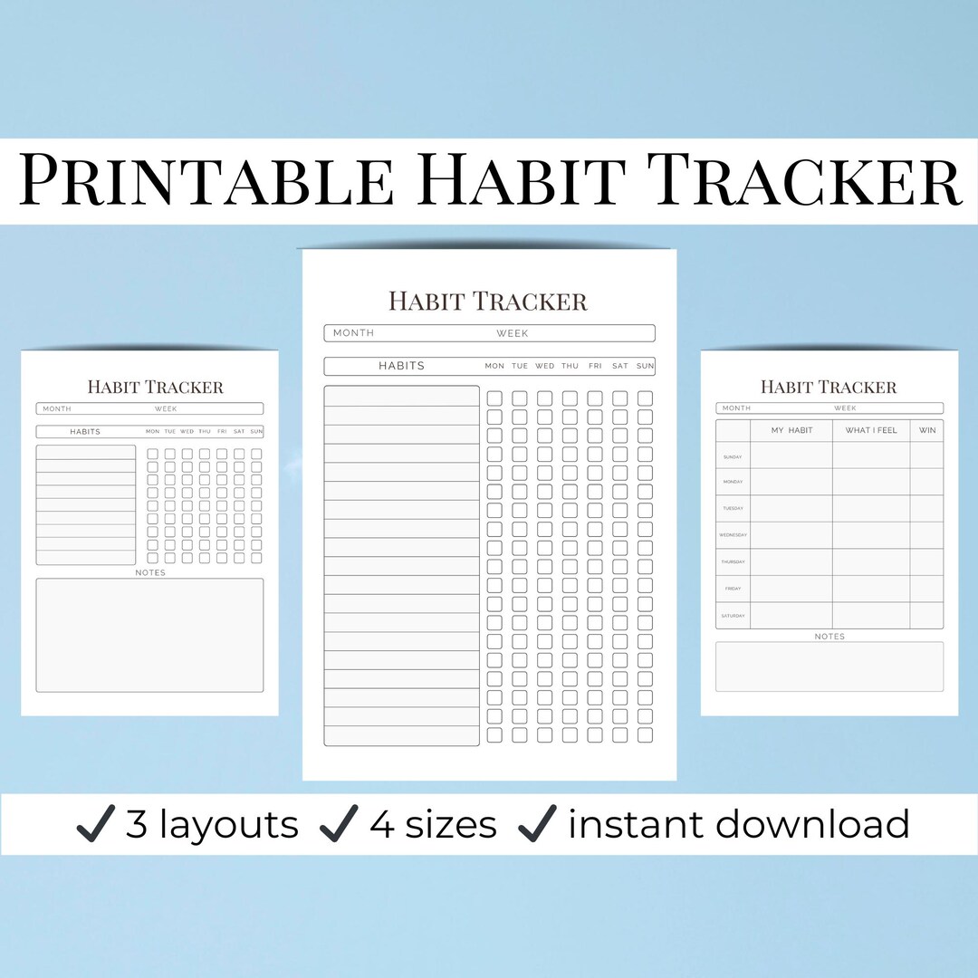 Habit Tracker Printable PDF | Minimalist Habit Tracker | Monday-sunday ...