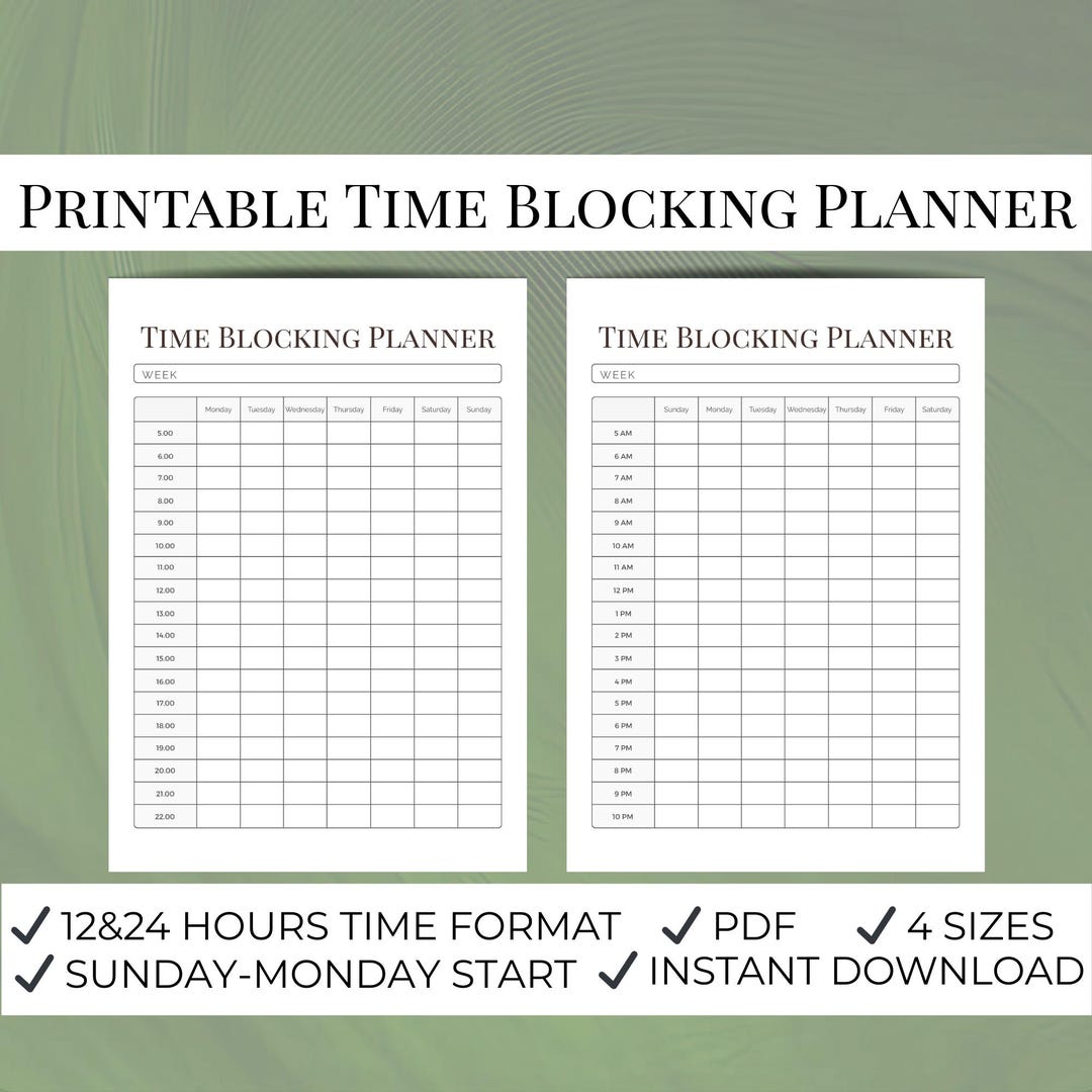 Time Blocking Planner Printable, Daily Time Schedule, Productivity ...