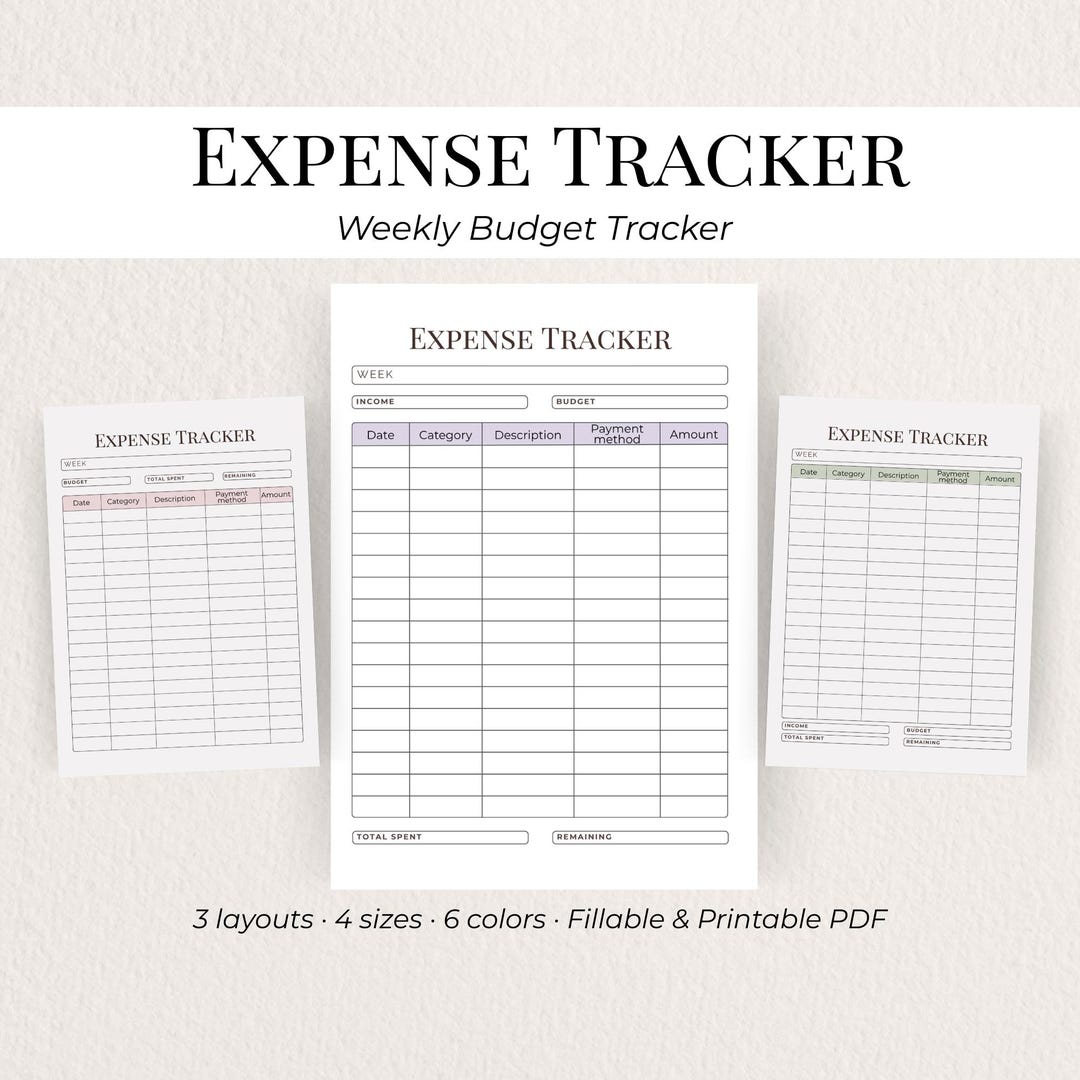 Weekly Expense Tracker Printable PDF, Budget Tracker, Expense Log ...