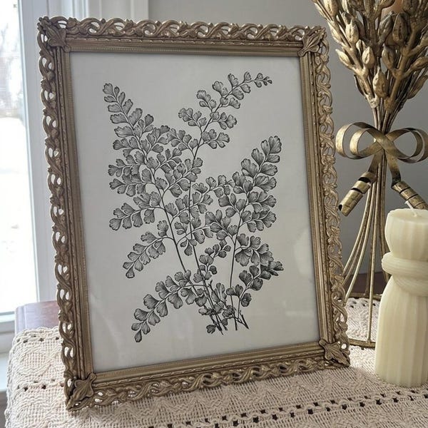 Vintage Ornate Gold Filigree 8x10 Picture Frame - Midcentury Hollywood Regency Brass Tone Decor