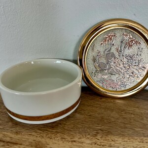 Porcelain Trinket Box, 24K Gold Gilded Peacock Chokin Art Bild 4