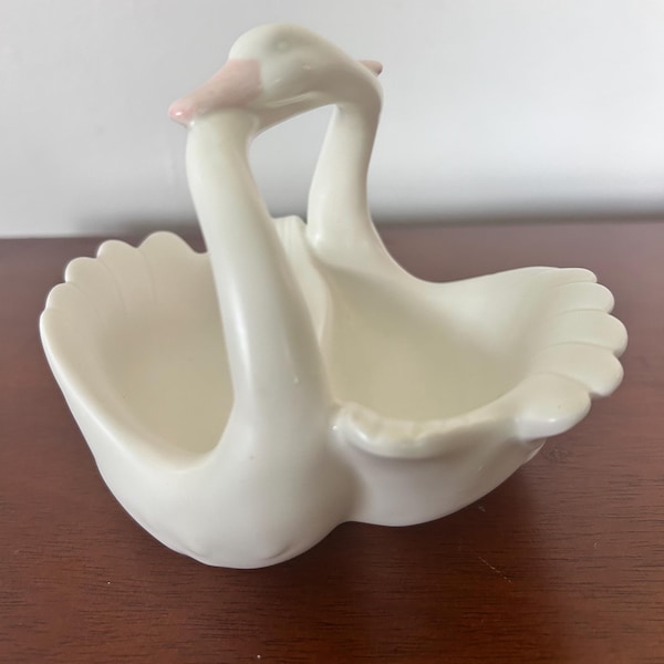 Vintage Hand Painted Double Swan Dish - Fitz and Floyd Bowl