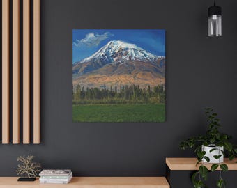 Snowcapped Mountain Landscape Canvas | Matte Stretched Wall Art