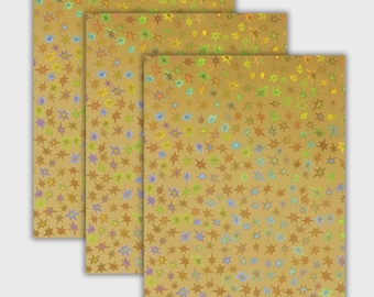 Gold Stars 8.5"x11" Holographic Cardstock, 3 sheets