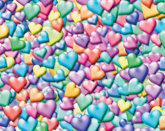 Bright Hearts 12x12 Scrapbook Papers,  15 single-sided sheets | Rainbow Heart Scrapbook Paper| Card Making | junk journaling  | Paper Wishes