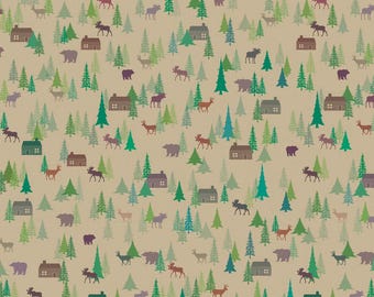 Woodland Moose Cabin Scrapbook Paper – Rustic Wildlife Forest Crafts (15 Sheets)