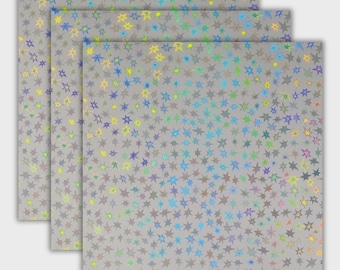 Silver Stars 12"x12" Holographic Cardstock, 3 sheets