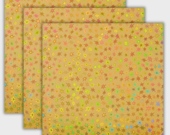 Gold Stars 12"x12" Holographic Cardstock, 3 sheets