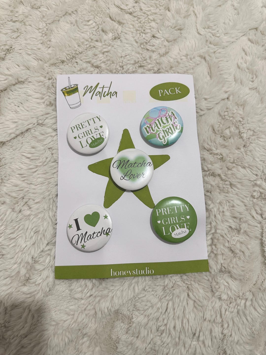 Matcha Button Matcha Button Pin - Etsy