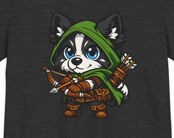 Archer Dog Shirt, Fantasy Ranger Dog T-Shirt, Cute RPG Archer Puppy Tee, DnD Ranger Dog Gift, Tabletop Gamer Shirt