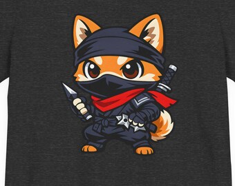 Shiba Inu Ninja Shirt, Cute RPG Dog Tee, Fantasy Ninja Dog Shirt, Chibi Shiba RPG Character, DnD Rogue Dog, Tabletop Gamer Gift
